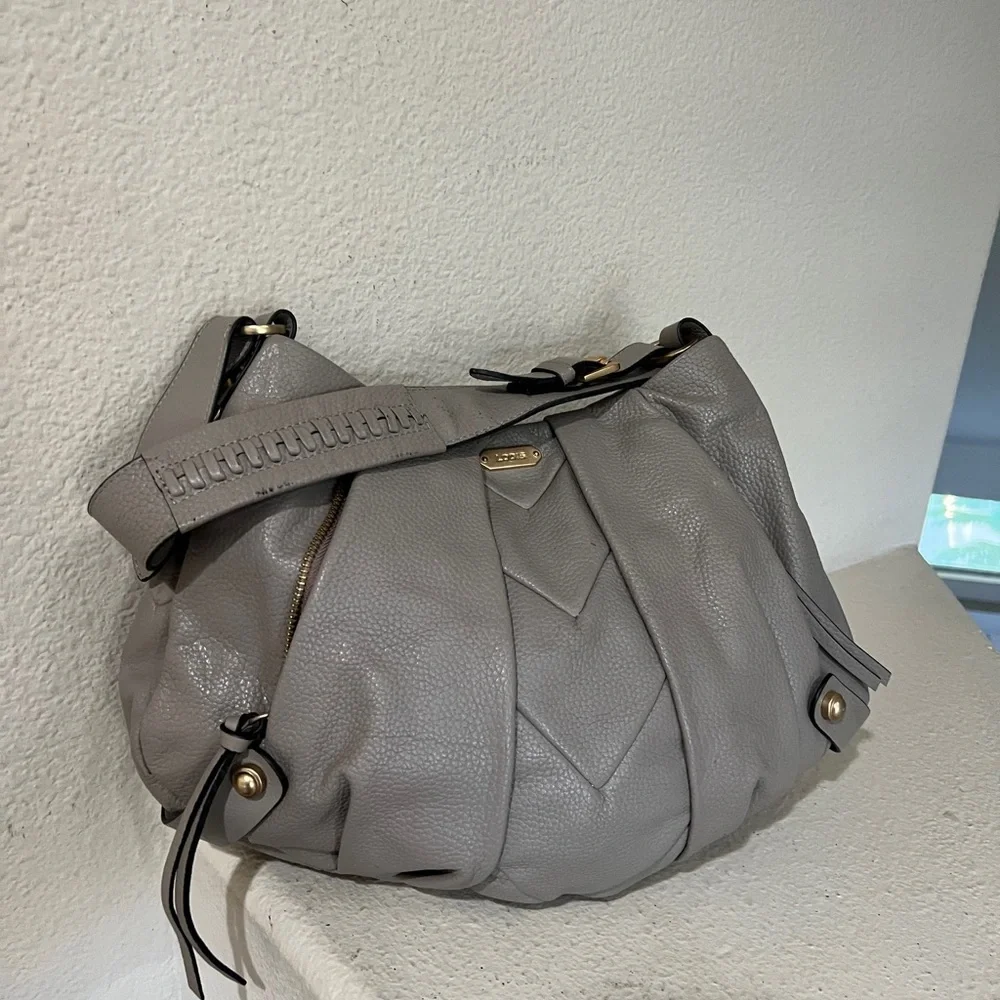 LODIS Women's Majestic Grey Leather Hobo Side Pockets Bag Shoulder‎ Bag